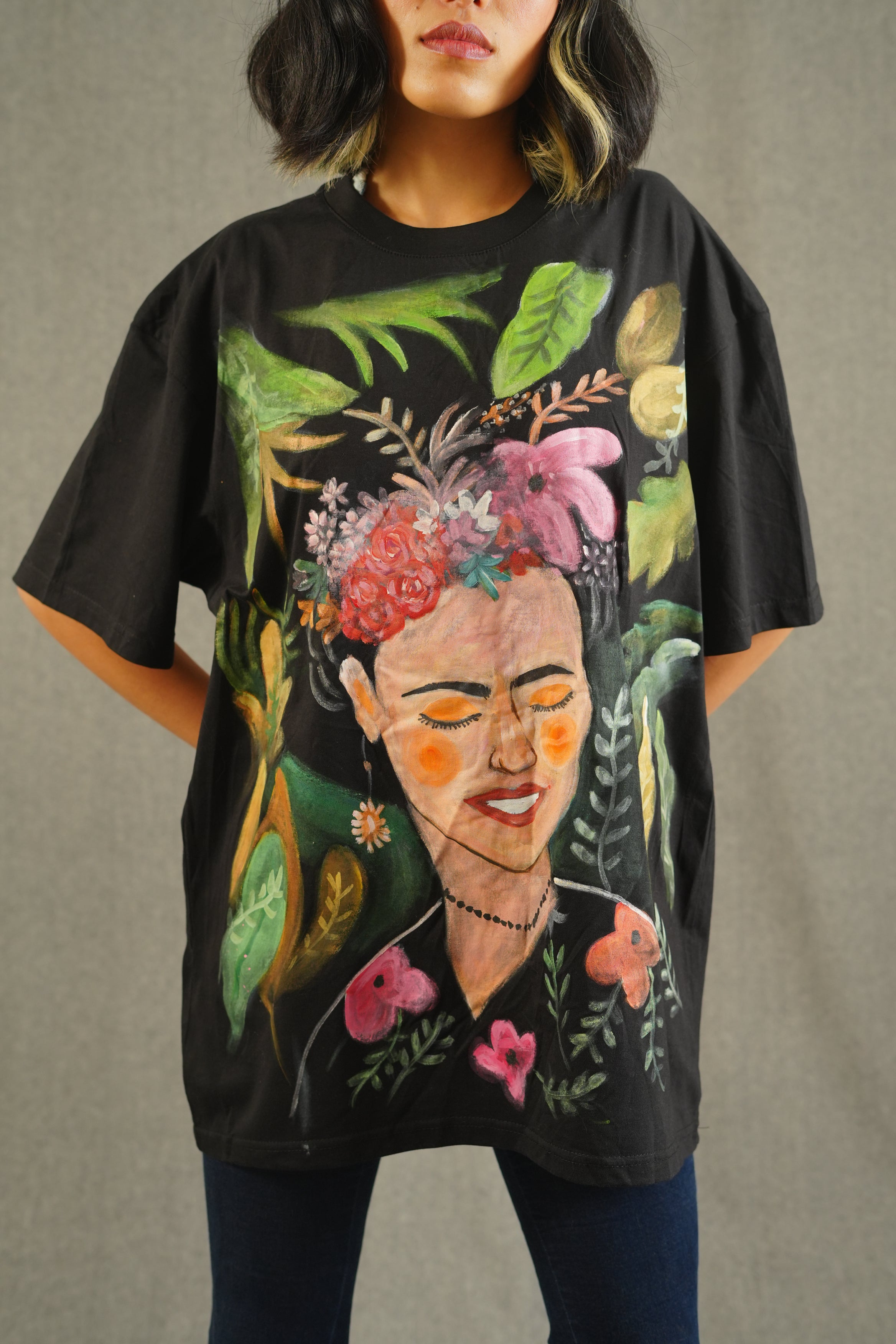 Hand Painted Lady face painting black tee