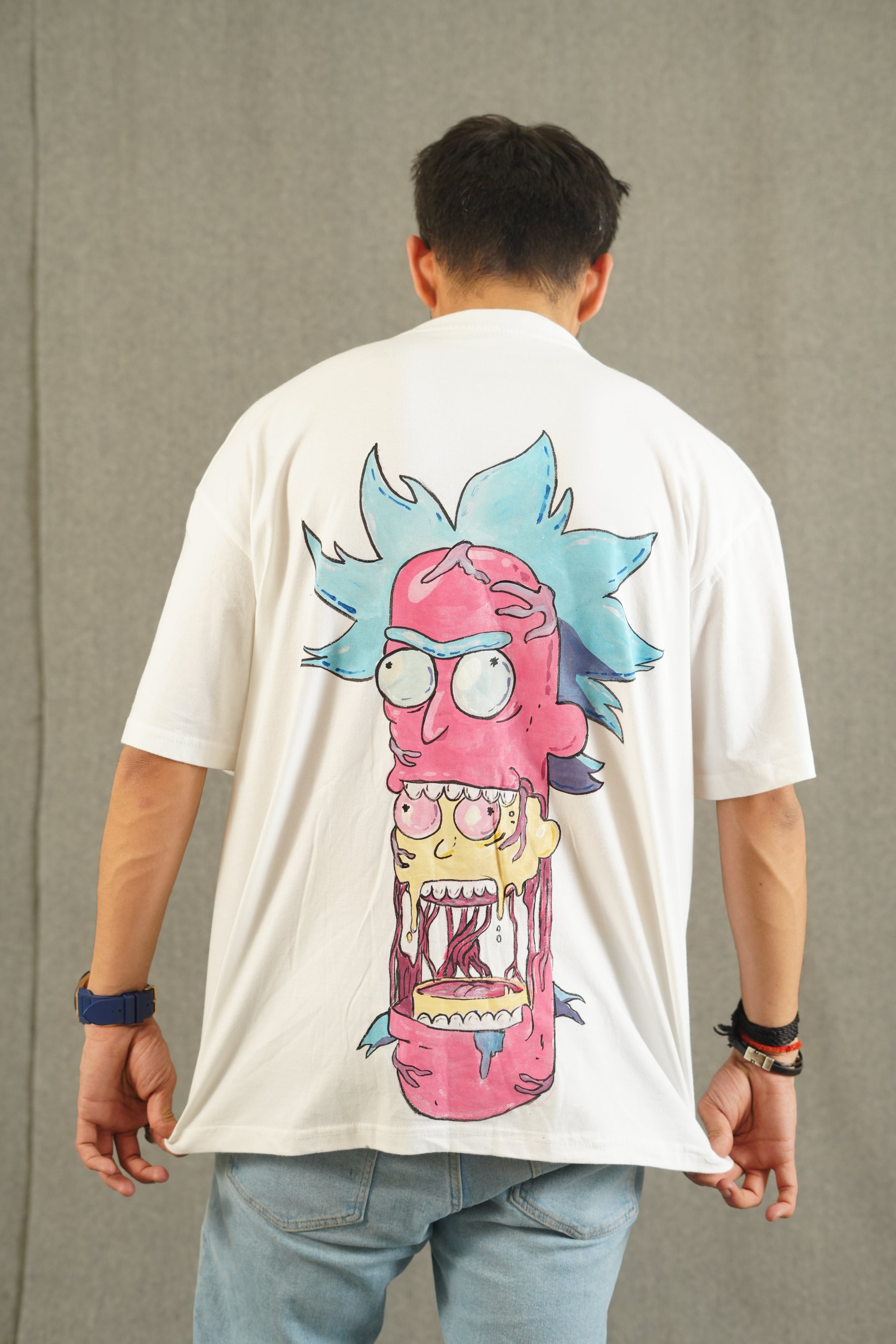 Hand Painted Rick & Morty white tee