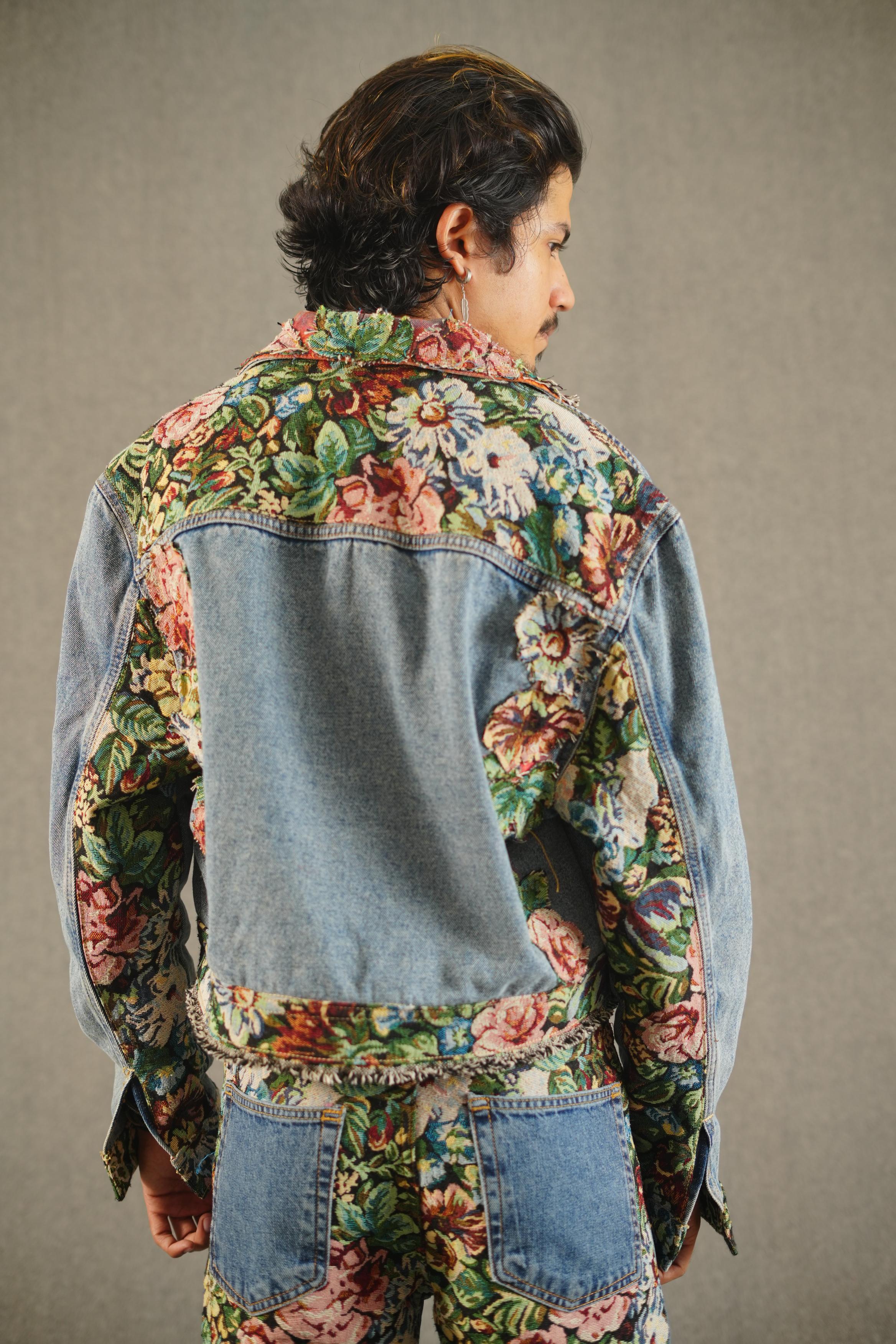 Deconstructed Men’s Flower Patch Crop Jacket