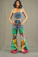 Boho Chic Frida Flare Hand painted Jeans